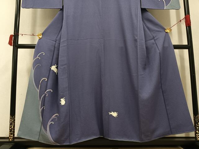平和屋着物●訪問着 手描き 兎 金彩 正絹 逸品 AABI6231ph