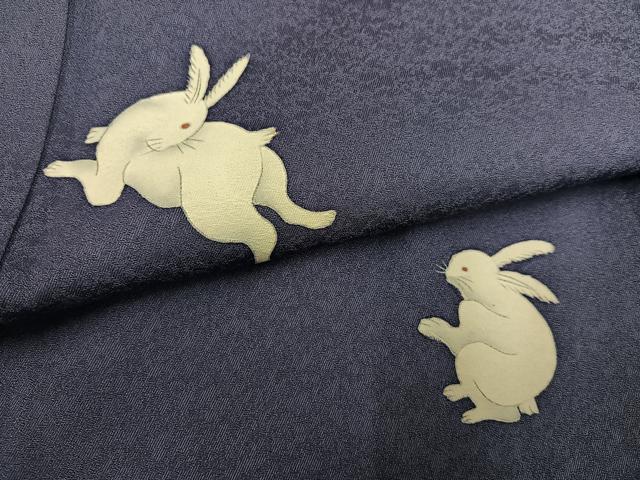 平和屋着物●訪問着 手描き 兎 金彩 正絹 逸品 AABI6231ph