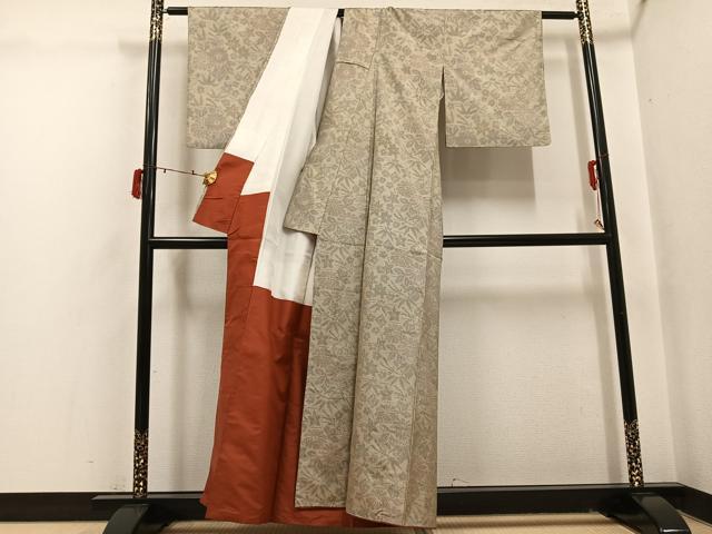 平和屋着物●本場大島紬 一元7マルキ 草花文 正絹 逸品 AABI6243ph