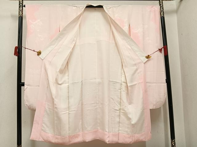 平和屋着物●振袖用長襦袢 袷 絞り 片輪車花文 暈し染め 正絹 逸品 AABI6245ph