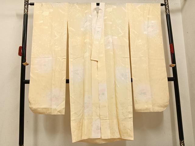 平和屋着物●振袖用長襦袢 無双仕立て 扇面花地紋 暈し染め 正絹 逸品 AABI6246ph