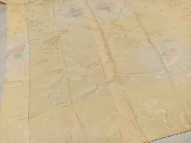 平和屋着物●振袖用長襦袢 無双仕立て 扇面花地紋 暈し染め 正絹 逸品 AABI6246ph