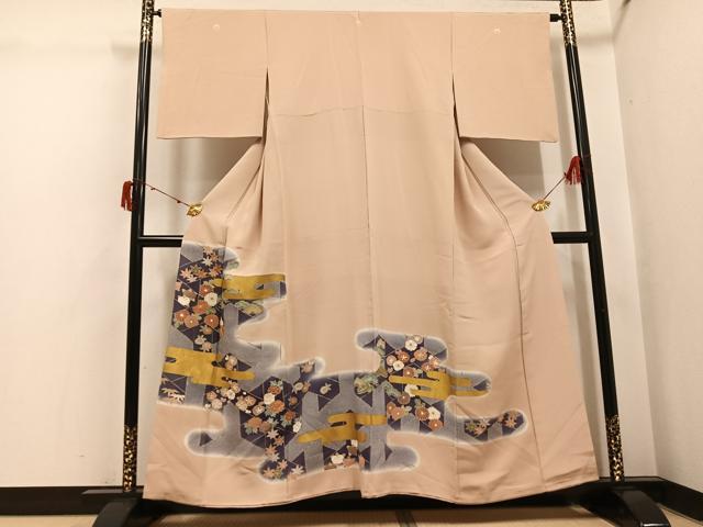 平和屋着物●創業460年・千總 色留袖 駒刺繍 エ霞草花文 暈し染め 金彩 正絹 逸品 AABI6249ph