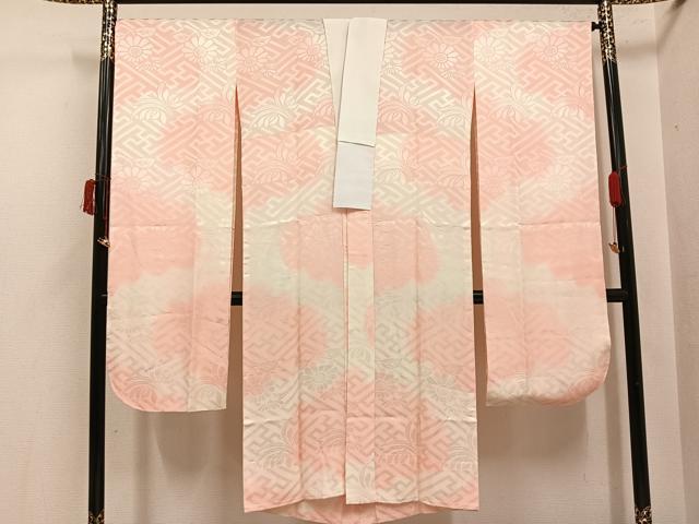 平和屋着物●振袖用長襦袢 紗綾形草花地紋 暈し染め 正絹 逸品 AABI6259ph