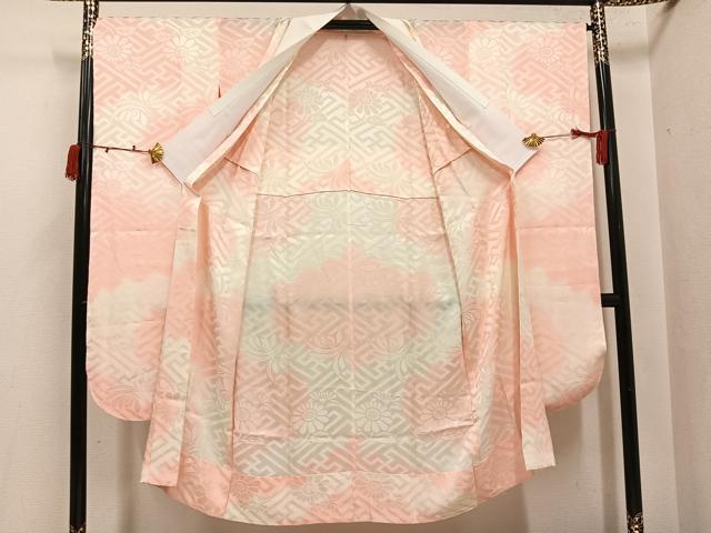 平和屋着物●振袖用長襦袢 紗綾形草花地紋 暈し染め 正絹 逸品 AABI6259ph