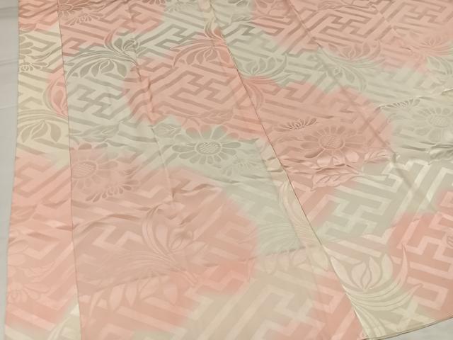 平和屋着物●振袖用長襦袢 紗綾形草花地紋 暈し染め 正絹 逸品 AABI6259ph