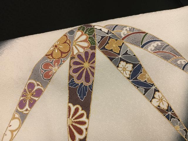平和屋着物●訪問着 草花文 暈し染め 黒地 金彩 正絹 逸品 AABI6265ph