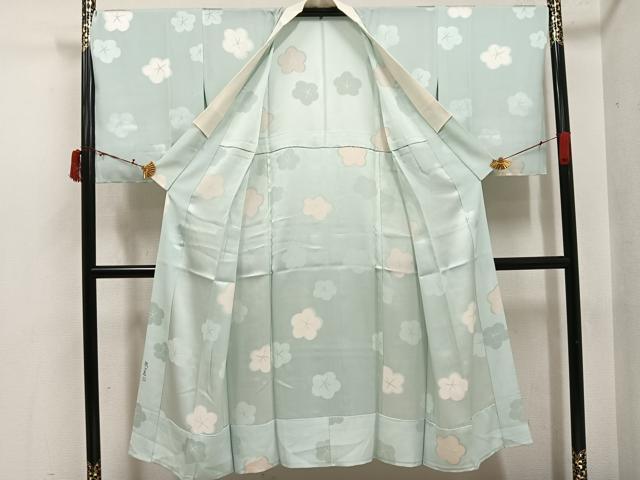 平和屋着物●長襦袢 無双仕立て 梅地紋 正絹 逸品 未使用 AABI6272ph