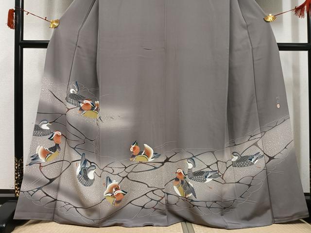 平和屋着物●本加賀友禅作家 木村州宏 色留袖 鴛鴦文 正絹 逸品 AABI6276ph
