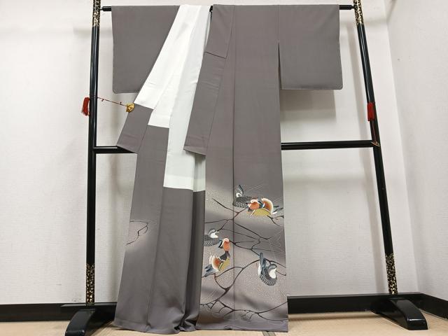 平和屋着物●本加賀友禅作家 木村州宏 色留袖 鴛鴦文 正絹 逸品 AABI6276ph