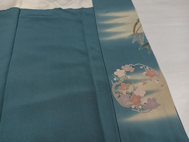 平和屋着物●訪問着 友禅 作家物 松竹梅群れ鶴文 暈し染め 正絹 逸品 AABI6281ph