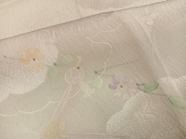 平和屋着物●長襦袢 無双仕立て 枝花文 正絹 逸品 AABI6287ph