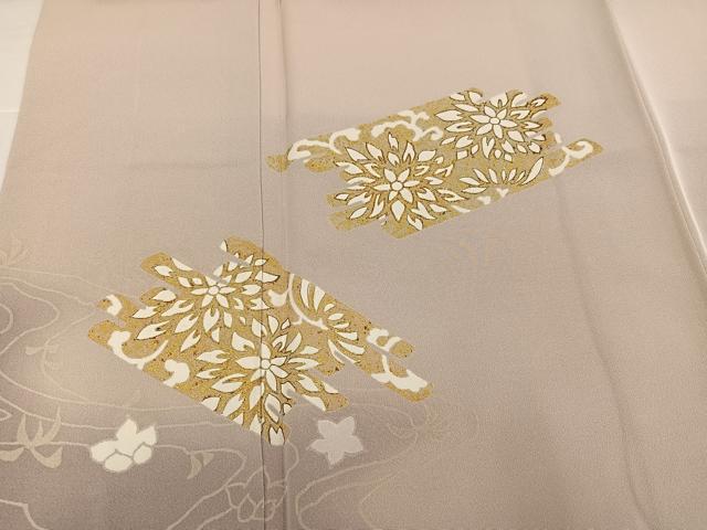 平和屋着物●訪問着 駒刺繍 流水花文 暈し染め 金彩 正絹 逸品 AABI6289ph