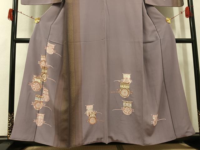 平和屋着物●訪問着 友禅 御所車文 金銀彩 正絹 逸品 AABI6295ph