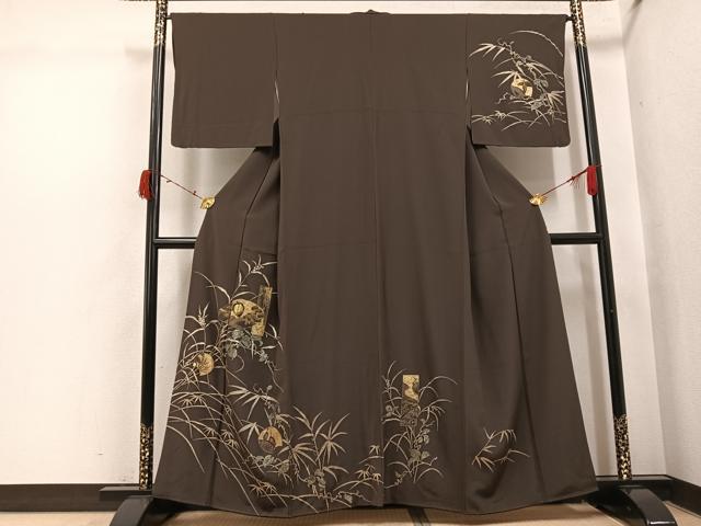 平和屋着物●訪問着 作家物 竹屋町刺繍 草花文 金彩 正絹 逸品 AABI6299ph