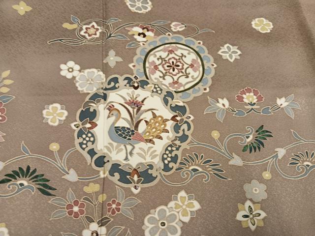 平和屋着物●訪問着 刺繍 花鳥更紗唐草文 暈し染め 正絹 逸品 AABI6301ph