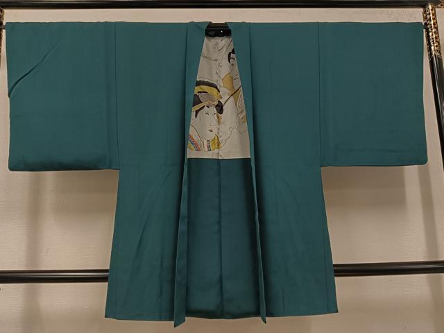 平和屋着物●男性 色紋付・羽織セット 御召茶色 正絹 逸品 AABI6306ph