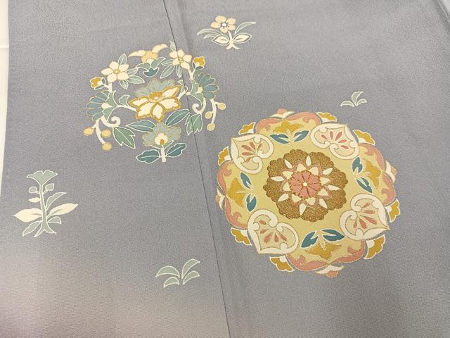 平和屋着物●訪問着 友禅 駒刺繍 花唐草文 暈し染め 金彩 正絹 逸品 AABI6310ph
