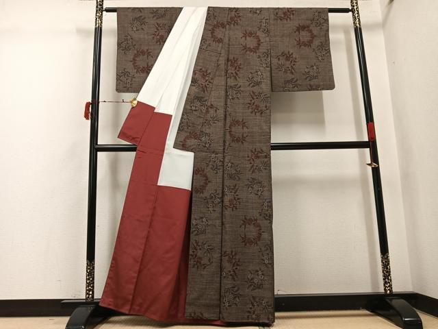 平和屋着物●本場大島紬 カタス9マルキ 草花文 正絹 逸品 AABI6316ph