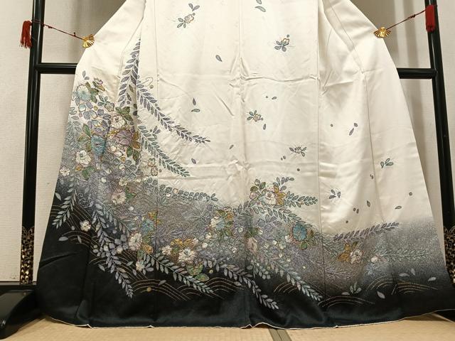 平和屋着物●訪問着 辻が花 絞り 暈し染め 金彩 正絹 逸品 AABI6323ph