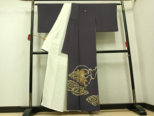平和屋着物●豪華色留袖 巻口和明 手描き 風神雷神 金銀彩 正絹 逸品 AABI6324ph