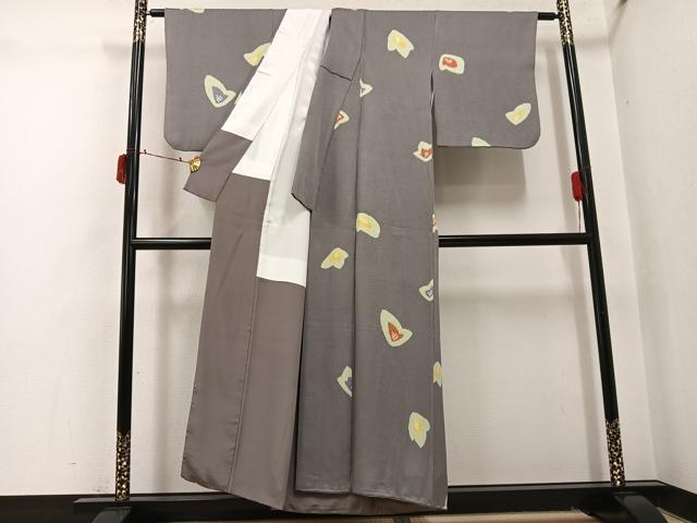 平和屋着物●上質な小紋 絞り 舞花文 正絹 逸品 AABI6325ph