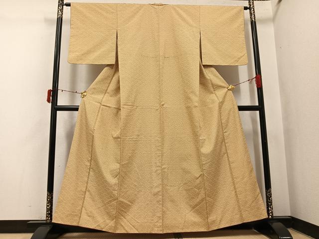 平和屋着物●上質な小紋 紬地 青海波 正絹 逸品 AABI6342ph