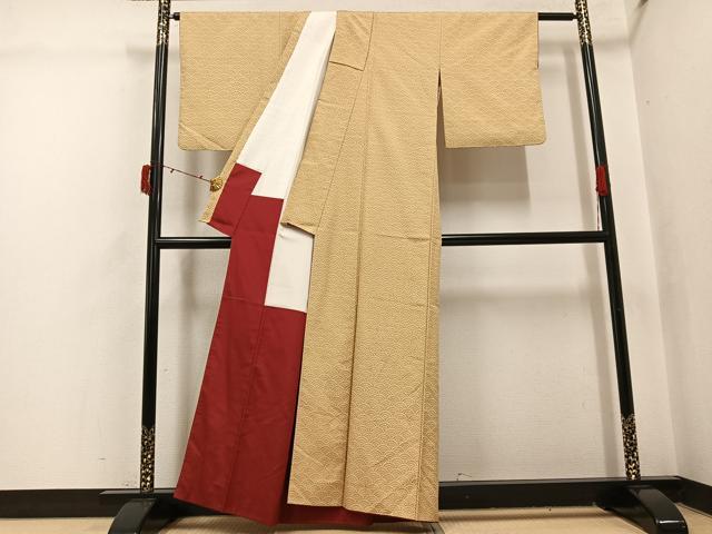 平和屋着物●上質な小紋 紬地 青海波 正絹 逸品 AABI6342ph