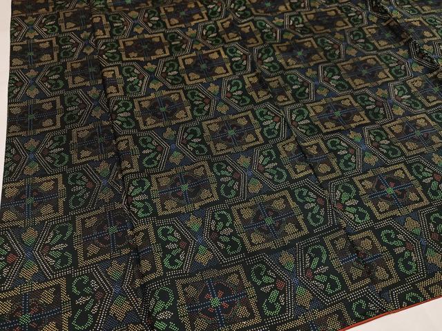 平和屋着物●本場大島紬 染大島 幾何学文様 正絹 逸品 AABI6344ph