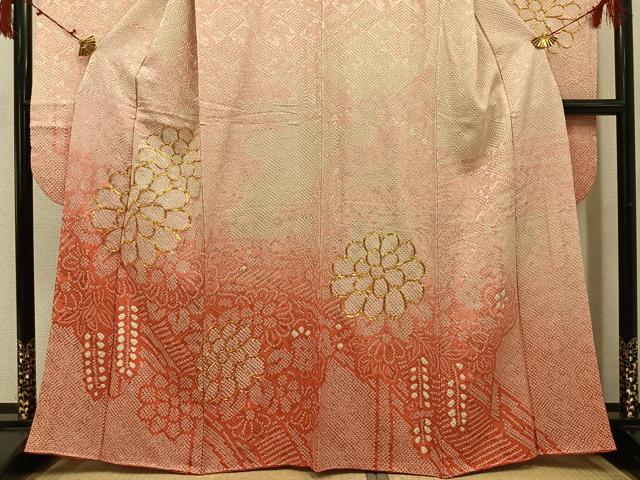 平和屋着物●豪華振袖 駒刺繍 絞り 花尽くし 暈し染め やまと誂製 正絹 逸品 AABI6345ph