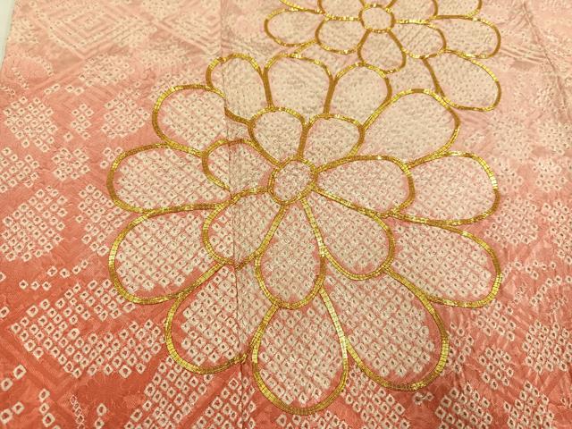 平和屋着物●豪華振袖 駒刺繍 絞り 花尽くし 暈し染め やまと誂製 正絹 逸品 AABI6345ph