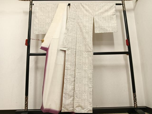 平和屋着物●本場大島紬 白大島 変わり市松文 正絹 逸品 AABI6346ph
