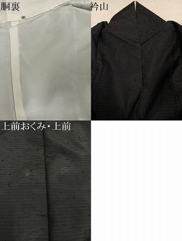 平和屋着物●髭紬 色無地 藍鉄色 ロング丈 正絹 逸品 AABI6348ph