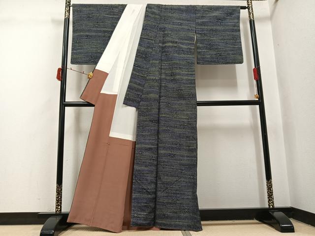 平和屋着物●上質な紬 楓文 正絹 逸品 未使用 AABI6349ph