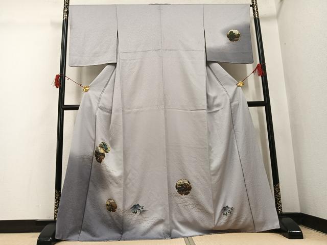 平和屋着物●訪問着 雪輪人物風景文 暈し染め 金銀彩 正絹 逸品 AABI6356ph
