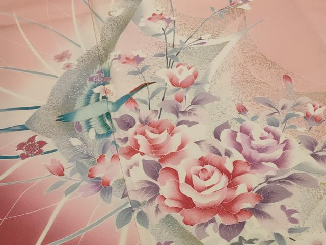 平和屋着物■訪問着 花鳥文 暈し染め 金銀彩 正絹 逸品 AABI6364st
