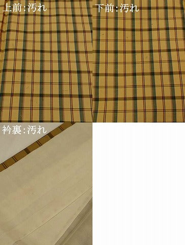 平和屋着物■上質な紬 格子 正絹 逸品 AABI6373st
