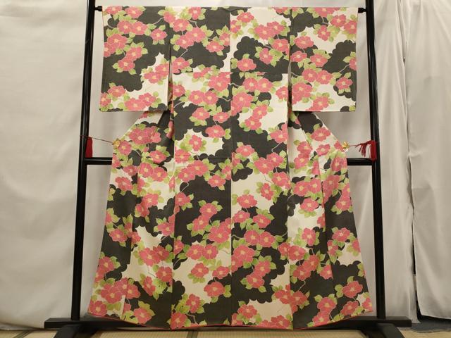 平和屋着物■上質な小紋 枝花文 正絹 逸品 AABI6378st
