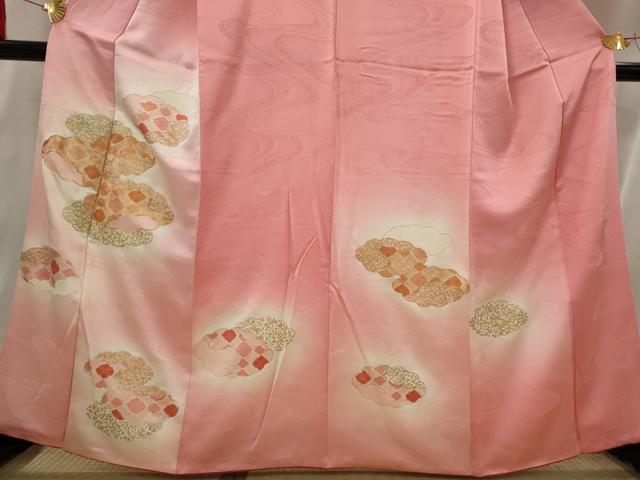 平和屋着物■訪問着 駒刺繍 雲取り花菱文 暈し染め 金彩 正絹 逸品 AABI6390st