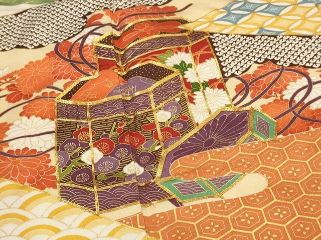 平和屋着物■訪問着 駒刺繍 吉祥貝桶花文 金彩 正絹 逸品 AABI6395st