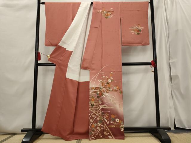平和屋着物■訪問着 エ霞花文 暈し染め 金彩 正絹 逸品 AABI6400st