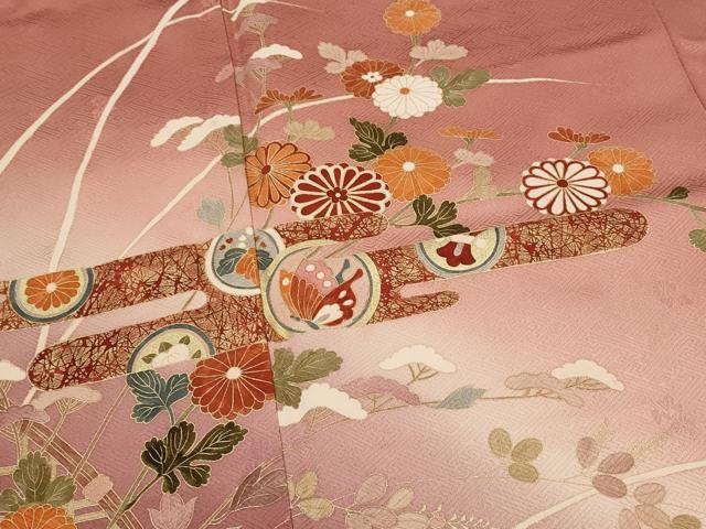 平和屋着物■訪問着 エ霞花文 暈し染め 金彩 正絹 逸品 AABI6400st