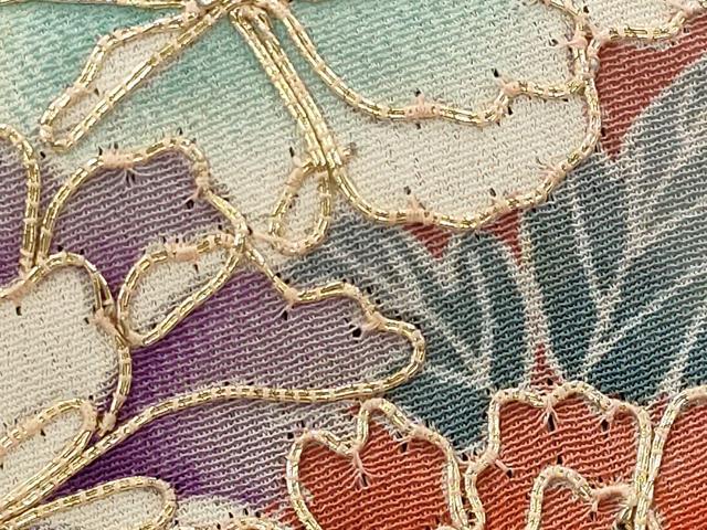 平和屋着物■豪華黒留袖 駒刺繍 熨斗花文 金彩 正絹 逸品 AABI6402st