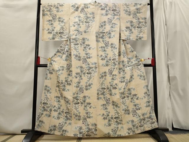平和屋着物■上質な紬 風景楓文 正絹 逸品 AABI6408st