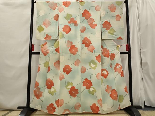 平和屋着物■上質な小紋 地紋起こし 枝花文 暈し染め 正絹 逸品 AABI6409st