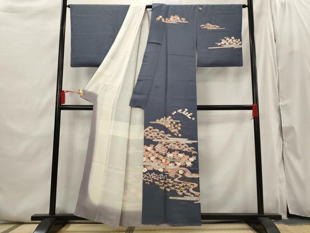平和屋着物■訪問着 刺繍 風景花文 正絹 逸品 AABI6410st