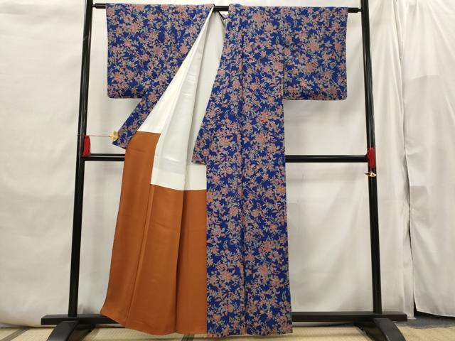 平和屋着物■上質な小紋 更紗花文 正絹 逸品 AABI6434st