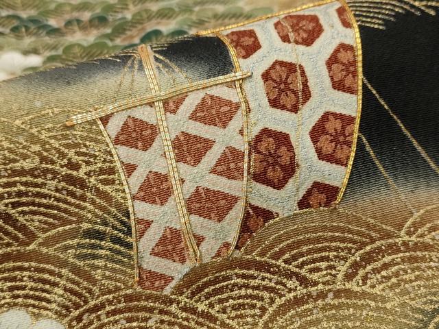 平和屋着物■豪華黒留袖 作家物 駒刺繍 立波松文 暈し染め 金彩 正絹 逸品 AABI6447st