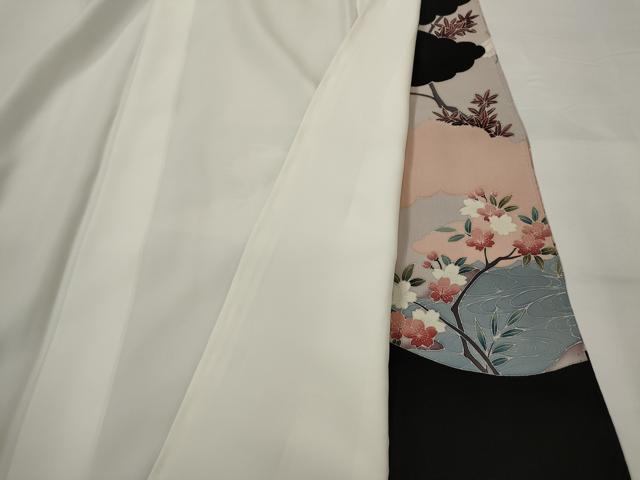 平和屋着物■豪華黒留袖 友禅 流水花鳥文 金彩 正絹 逸品 AABI6448st