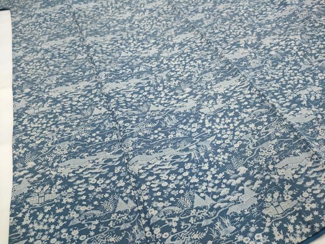 平和屋着物■上質な小紋 風景花文 正絹 逸品 AABI6455st